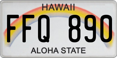 HI license plate FFQ890