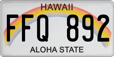 HI license plate FFQ892