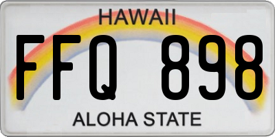 HI license plate FFQ898