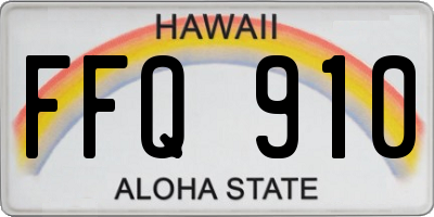HI license plate FFQ910