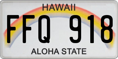 HI license plate FFQ918