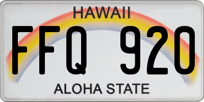 HI license plate FFQ920