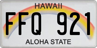 HI license plate FFQ921