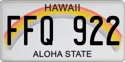 HI license plate FFQ922