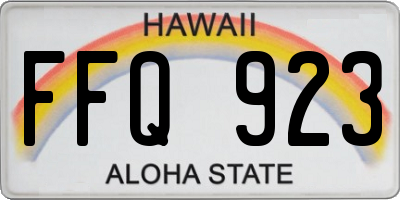 HI license plate FFQ923