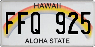 HI license plate FFQ925