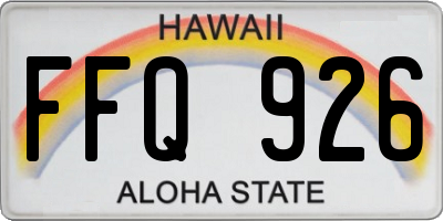 HI license plate FFQ926