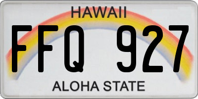 HI license plate FFQ927