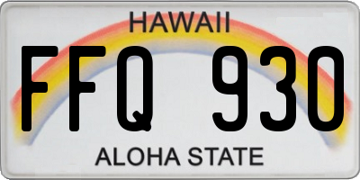 HI license plate FFQ930