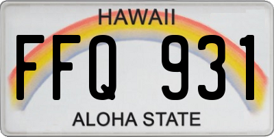 HI license plate FFQ931