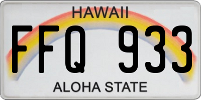 HI license plate FFQ933
