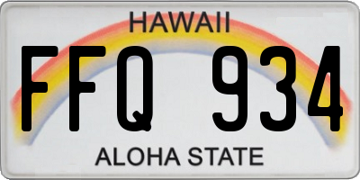 HI license plate FFQ934
