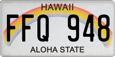 HI license plate FFQ948