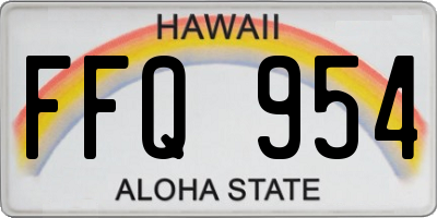 HI license plate FFQ954