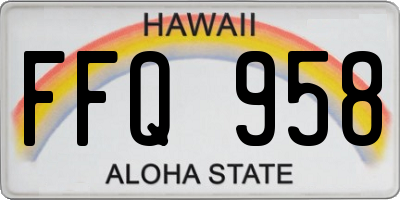 HI license plate FFQ958
