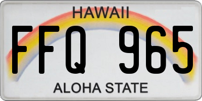 HI license plate FFQ965