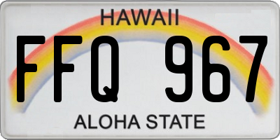 HI license plate FFQ967