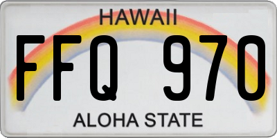 HI license plate FFQ970