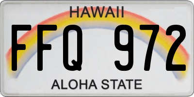 HI license plate FFQ972
