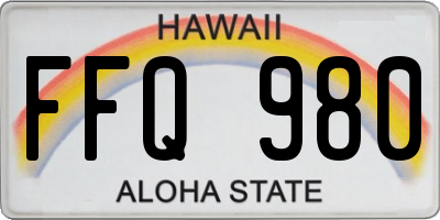 HI license plate FFQ980