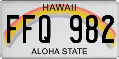 HI license plate FFQ982