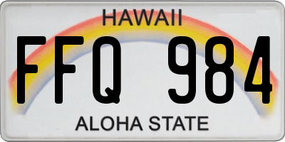 HI license plate FFQ984
