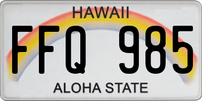 HI license plate FFQ985