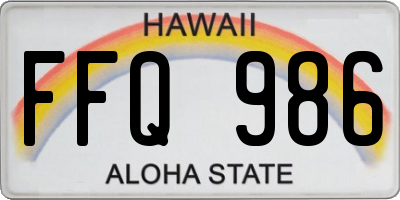 HI license plate FFQ986