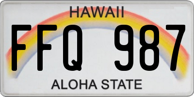 HI license plate FFQ987