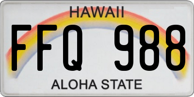 HI license plate FFQ988