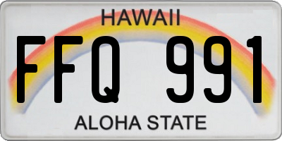 HI license plate FFQ991