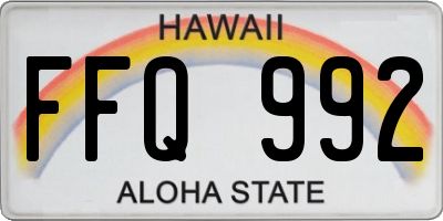 HI license plate FFQ992