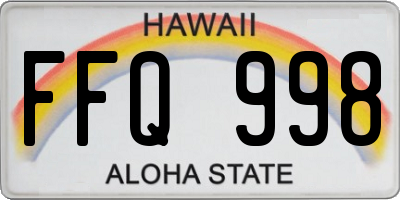 HI license plate FFQ998