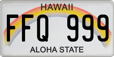 HI license plate FFQ999