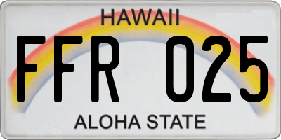 HI license plate FFR025