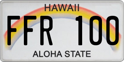 HI license plate FFR100