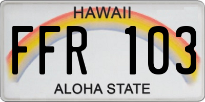 HI license plate FFR103
