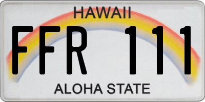 HI license plate FFR111