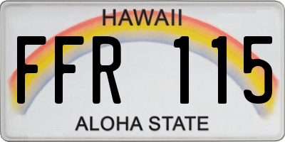 HI license plate FFR115