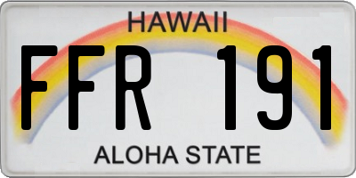 HI license plate FFR191