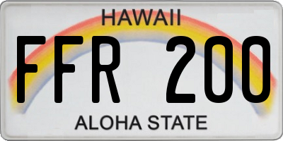 HI license plate FFR200