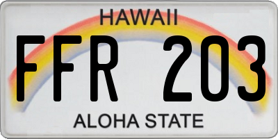 HI license plate FFR203
