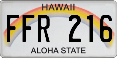HI license plate FFR216