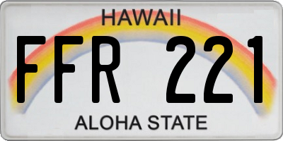 HI license plate FFR221