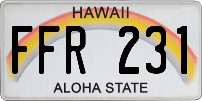 HI license plate FFR231