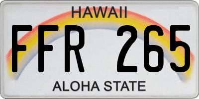 HI license plate FFR265