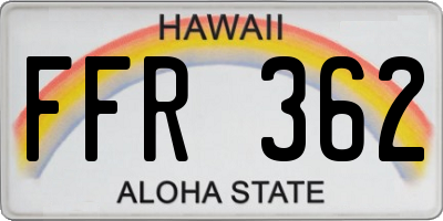 HI license plate FFR362