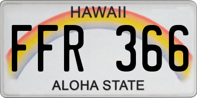 HI license plate FFR366