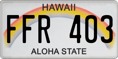 HI license plate FFR403