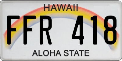 HI license plate FFR418